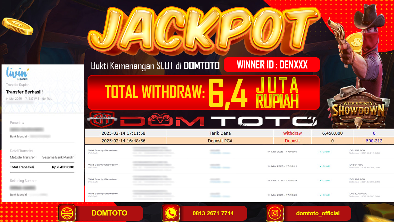 JACKPOT SLOT WILD BOUNTY SHOWDOWN 14 MARET 2025